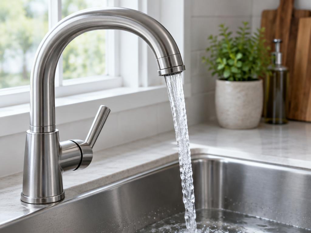 Kitchen faucet with running water